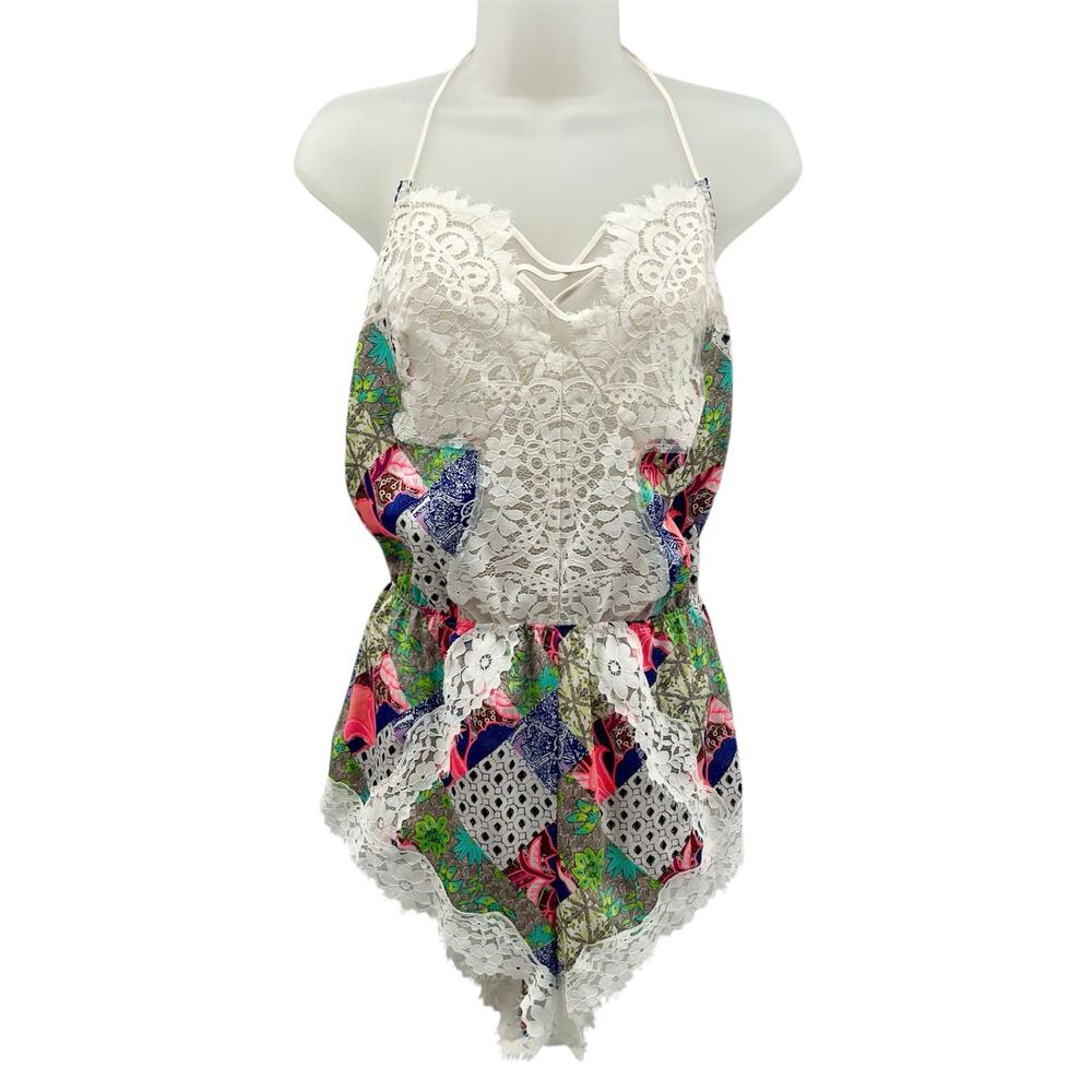 Victoria’s Secret Floral Lace Romper Nightie Lingerie Medium